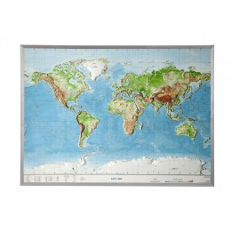 Carte du monde en relief avec cadre alu