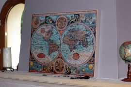 Carte du monde ancienne sur toile