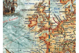 Karte der modernen Welt "A l'antique" vintage