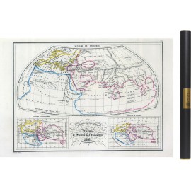 Carte des mondes anciens de Ptolémée, Strabon, et d'Erastothène en 1831