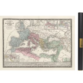 Carte des mondes anciens d'Homère, Aristote, Ptolémée, Strabon, et d'Erastothène en 1831