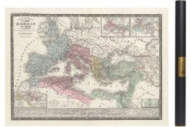 Carte des mondes anciens d'Homère, Aristote, Ptolémée, Strabon, et d'Erastothène en 1831