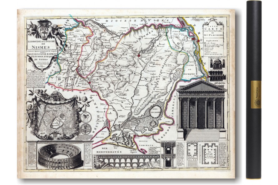 Carte des mondes anciens d'Homère, Aristote, Ptolémée, Strabon, et d'Erastothène en 1831