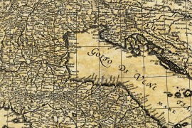 Alte geographische Karte von Italien. Karte von ANTICA veröffentlicht und auf einem Papier reproduziert
