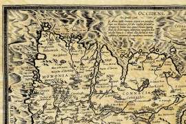 Irland. Karte von ANTICA veröffentlicht und auf Pergamentpapier reproduziert