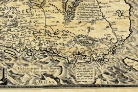 Irland. Karte von ANTICA veröffentlicht und auf Pergamentpapier reproduziert