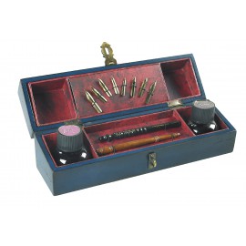 Set d'écriture Windsor coffret bois patiné bleu