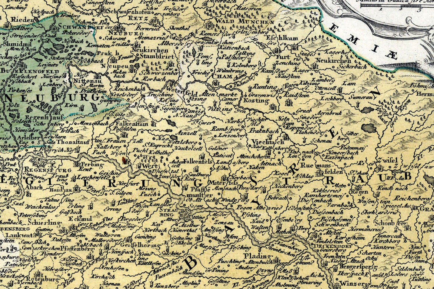 1752 Alte Karte von Bayern