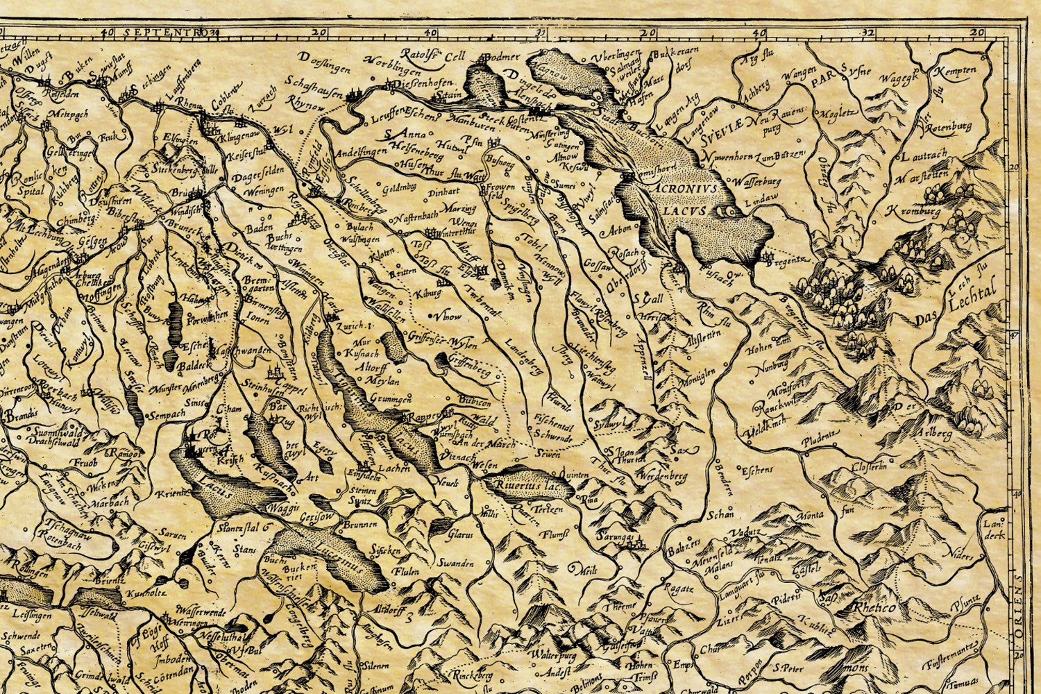 Alte Karte der Schweiz im Jahre 1592